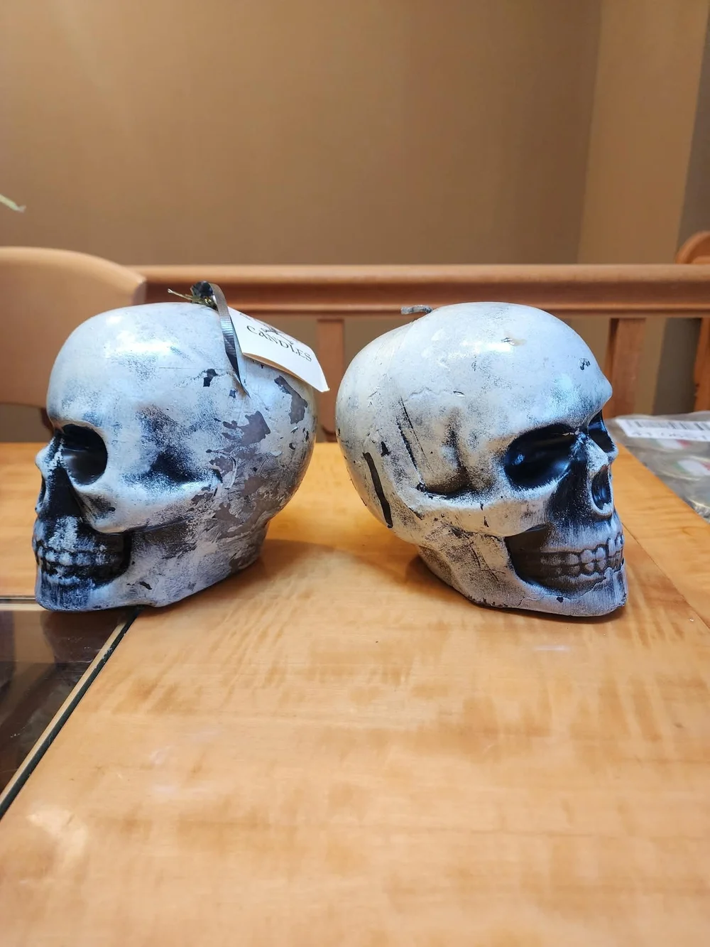 White and Black Decorative Skull Pair - Home Accents Candles & Holders